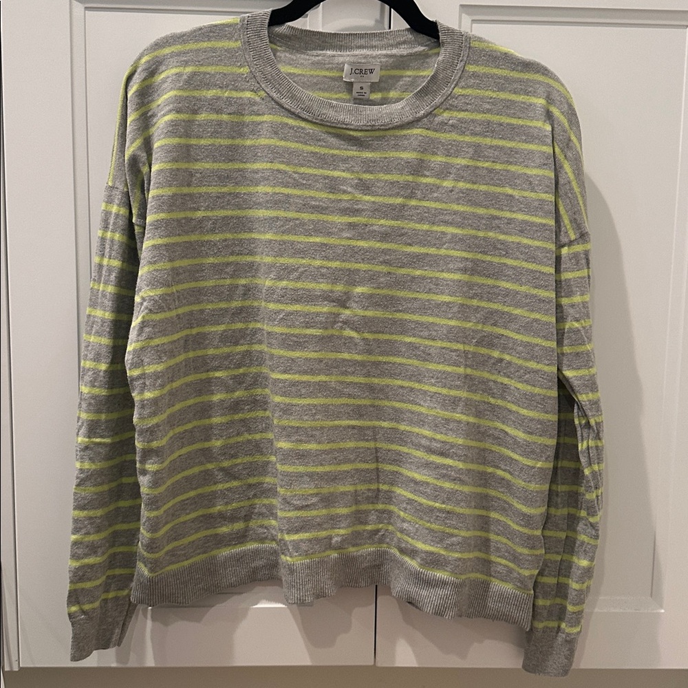J. Crew Factory Gray and Yellow Striped Sweater